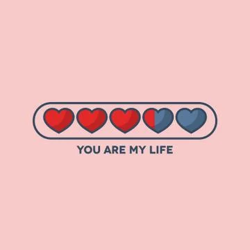 Valentine's Day status bar with flat hearts 스톡 일러스트