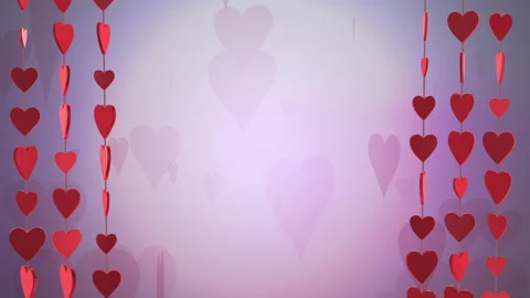 Valentines Day String of Hearts Border with Floating Background Loop Stock Footage 260719755