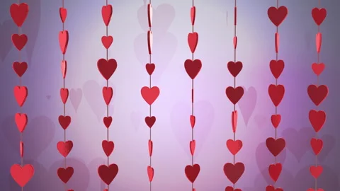 Valentines Day Strings of Spinning Hearts Background Loop 库存影片 260720181