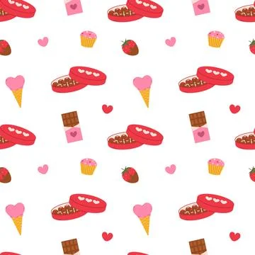 Valentines Day sweets seamless pattern Illustrazione stock