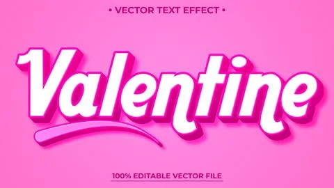 Valentines day text effect, editable 3d Pink text style 스톡 일러스트