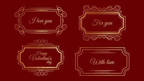 Valentines Day text in a vintage frame. Stock Illustration