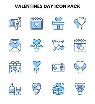 ValentineS Day Two Colour Design Icons Pack Stock Illustration