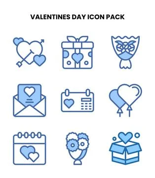 ValentineS Day Two Colour Scalable Icons Pack Stock Illustration