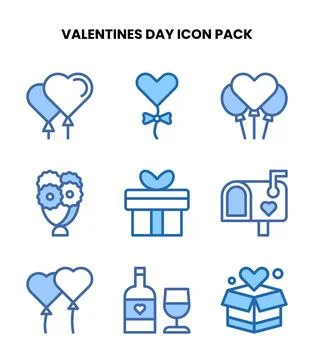 ValentineS Day Two Colour Set Icons Pack Stock Illustration
