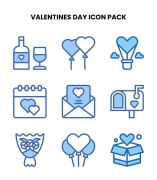 ValentineS Day Two Colour UI Icons Pack Stock Illustration