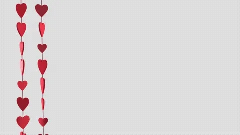 Valentines Day Two Strings of Spinning Hearts Border Loop with Alpha Stock Footage 260720545