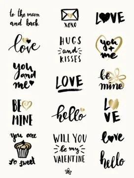 Valentine's Day Typographic Designs Stock Illustration