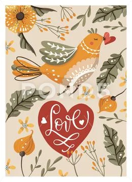 Valentines day vector card. Stock Illustration