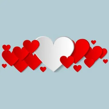 Valentines day vector creative background with paper hearts. Abstract greeting Ilustração Stock