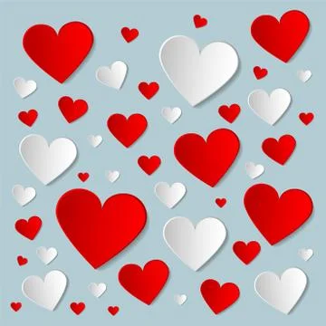 Valentines day vector creative background with paper hearts. Abstract greeting Иллюстрация