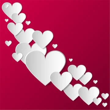 Valentines day vector creative background with paper hearts. Abstract greeting Illustrazione stock