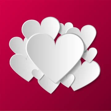 Valentines day vector creative background with paper hearts. Abstract greeting Illustrazione stock
