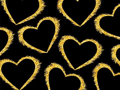 Valentines day vector. Golden glitter hearts wallpaper. Stock-Illustration