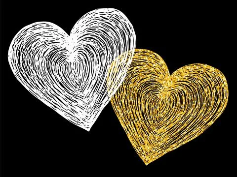 Valentines day vector. Golden glitter hearts wallpaper. Stock Illustration