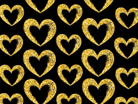 Valentines day vector. Golden glitter hearts wallpaper. Stock-Illustration