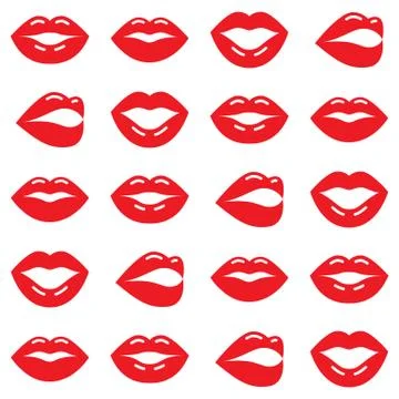 Valentine's Day vector pattern, red lips seamless background, love vector design Stock Illustration