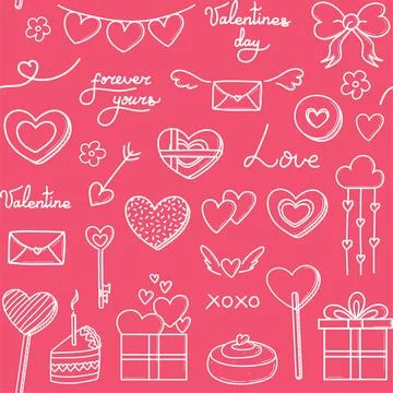 Valentines day vector seamless pattern Illustrazione stock