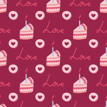 Valentines day vector seamless pattern Stock Illustration