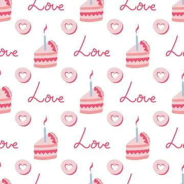 Valentines day vector seamless pattern Stock Illustration