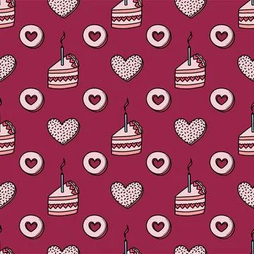 Valentines day vector seamless pattern Stock Illustration