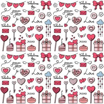 Valentines day vector seamless pattern Illustrazione stock