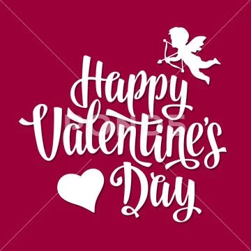 Valentines Day. Vintage lettering and background red hearts. Vector illustr.. Stock Illustration