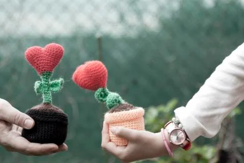 Valentines decorations flower hearts Stock Photos