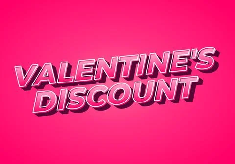 Valentine's discount. Text effect in 3D look. Gradient Pink color Stock Illustration