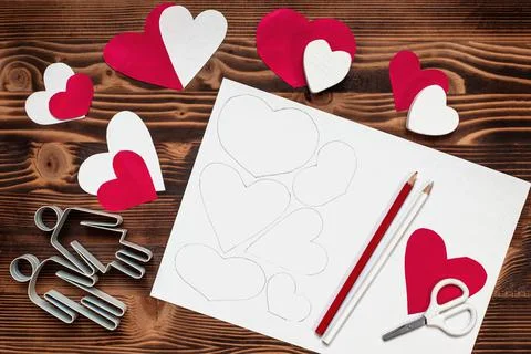Valentines diy. Step by step instructions for handmade valentine. Craft gift Stock Photos
