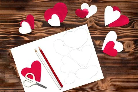 Valentines diy. Step by step instructions for handmade valentine. Craft gift Stock Photos