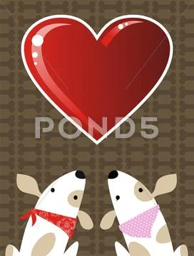 Valentines dog love background Stock Illustration