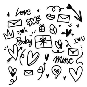 Valentines Doodle Elements Stock Illustration