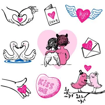 Valentine's doodles. Stock Illustration