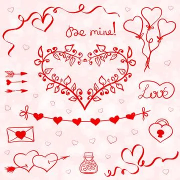 Valentines doodles vector Stock Illustration