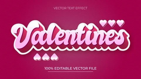 Valentines Editable text effect 3d text effect template Stock Illustration