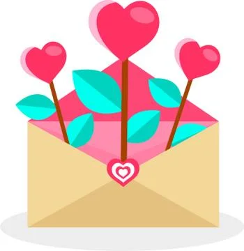 Valentines Envelope with Hearts. Vector Illustration. Letter for Mother's and Stock Illustration