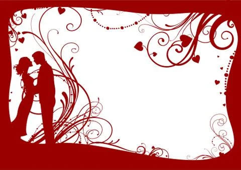 Valentines frame with couple Stock Illustration