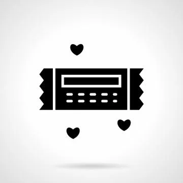 Valentines gift coupon black vector icon Stock Illustration