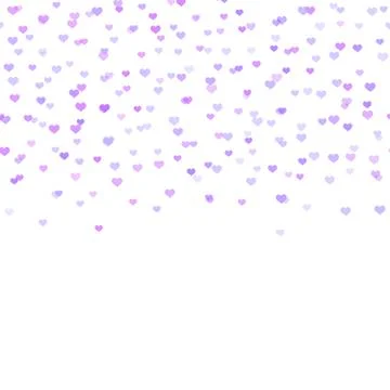 Valentine's greeting card with falling red hearts on white background. Vector. Stock Illustration