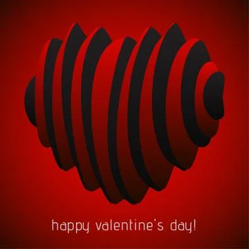 Valentines greeting - spatial harmonica hearts Stock Illustration