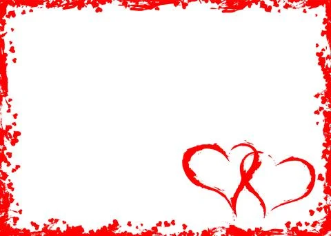 Valentines grunge frame with hearts, vector Stock Illustration
