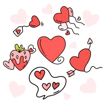 Valentines Handrawn Doodle Set Bundle Illustrazione stock