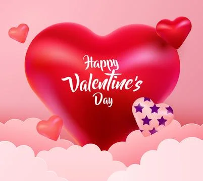 Valentine's heart flies in the clouds. Stock Illustration