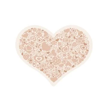 Valentines heart of objects beige Stock Illustration