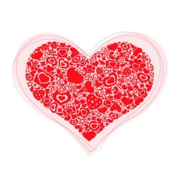 Valentines heart of objects red Stock Illustration