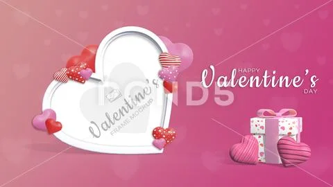 Valentines Heart Photo Frame Mockup Template PSD-Vorlage