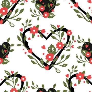 Valentines heart seamless pattern design. Stock Illustration