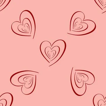 Valentines heart seamless pattern. Vector holiday backdrop. Red color on whit Illustrazione stock