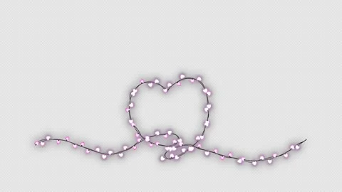 Valentine's Heart Shape Lights String Overlay 库存影片 348037022